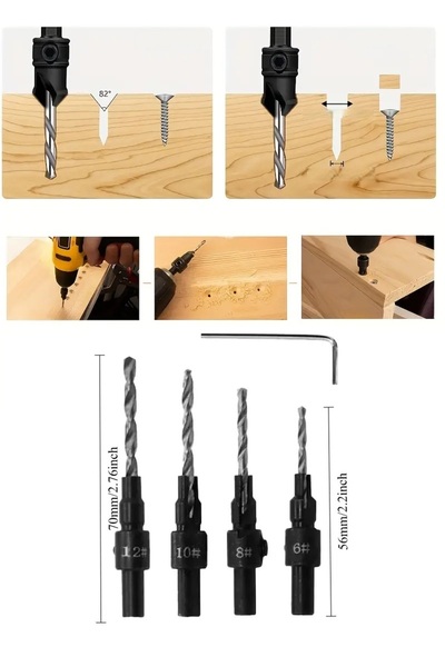 BGA 4 adet havşa matkap ucu seti ahşap havşa matkap ucu