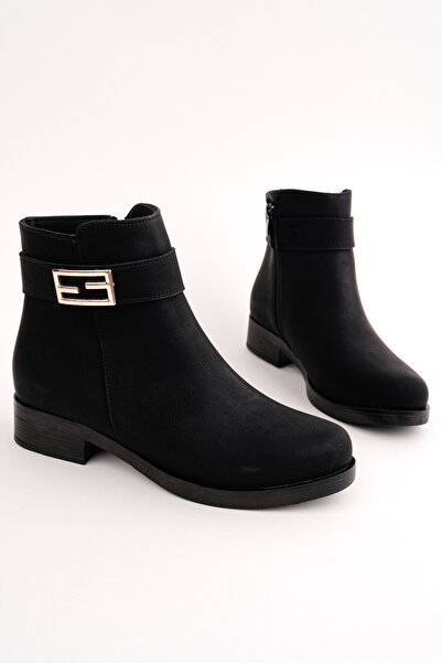 Madam Tarz Bln-440 Buckle Detailed Flat Heel Boots