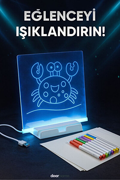 Novazay LED Işıklı Çizim ve Boyama Tahtası Stant ve 6 Adet Kalem Hediyeli + B...