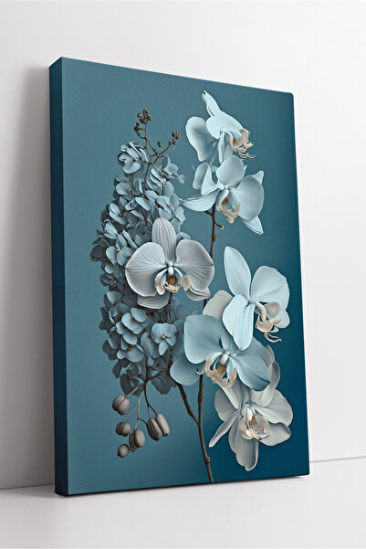 KOSS Dijital Pictură pe pânză cu design de orhidee albastră și buchet de flori |   Design artistic de perete estetic pentru interior