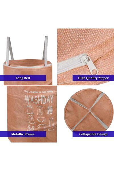 Home Dwell Large Imitation Linen Laundry Basket - 42 x 48 cm