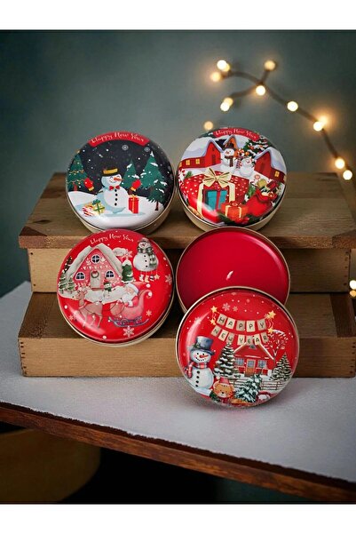 EvinizeGelirHomemade Yılbaşı Temalı 3 Adet Metal Teneke Kutulu Mum ( Rastgele Farklı 3 Mum Gönderilir)
