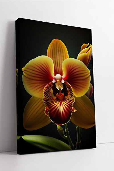 KOSS Dijital Pictură decorativă modernă pe pânză, care oferă un efect energizant și sofisticat, cu floare de orhidee galbenă și roșie
