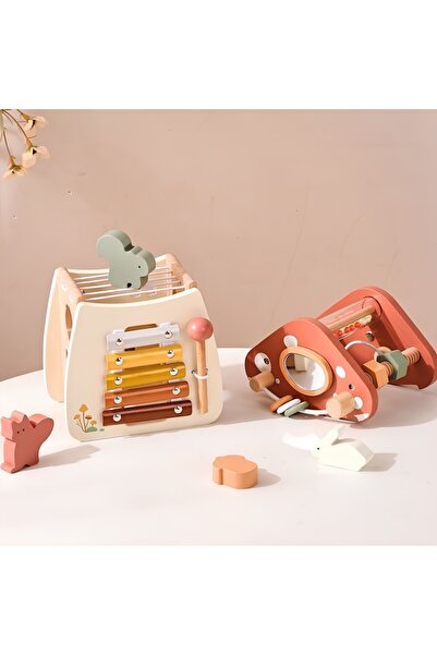 Arelair Magic Box Montessori Wooden Cube Toy 8 in 1, Mushroom House, Sorting, Xylophone, Children's Gift