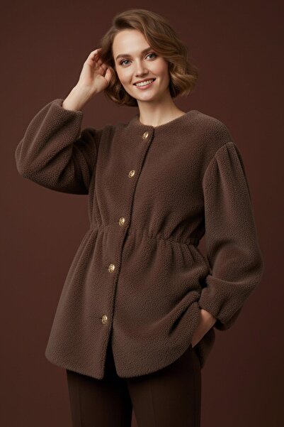 Loreen Γυναικείο παλτό με λεπτομέρεια μέσης με κουμπιά μπροστά -20723KBN - ΚΑΦΕ