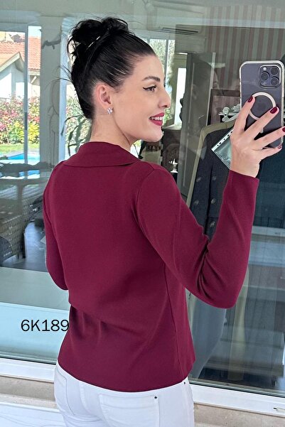 İnce Topuk Double-Breasted Collar Buttoned Knitwear Cardigan 6K189