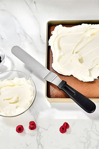 Orvila Oblique Oval Tip Cake Smoothing Spatula - Black - High Quality - Durable and Practical