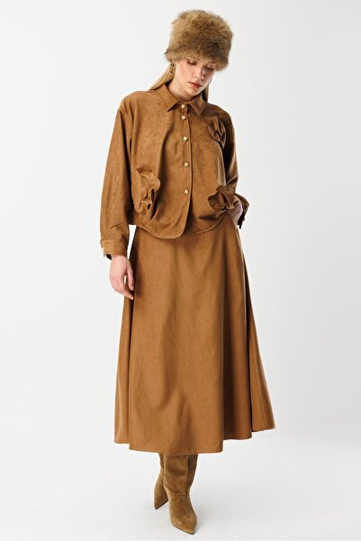 Ghisa Embossed Piece Detailed Shirt Skirt Set