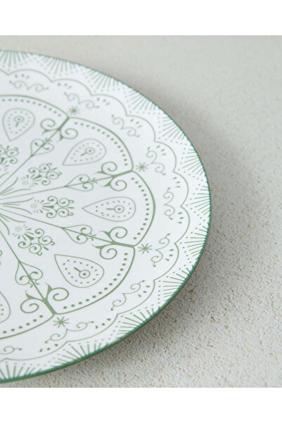REDTAG Green Floral Pad Print Dinner Plate