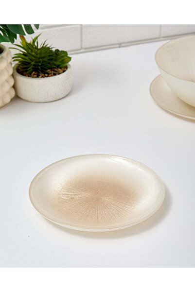 REDTAG Cream And Gold Embellished Glass Side Plate