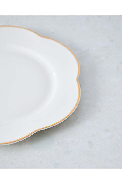 REDTAG White Dessert Plate With Gold Rim