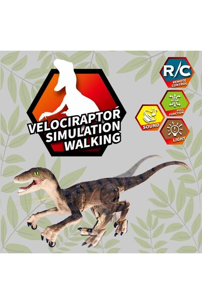 fitto Velociraptor Remote Control Dinosaur Toy with Moving Legs, Glowing Eyes, Rechargeable Battery, Sound