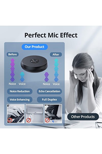 eMeet M1A USB Speakerphone - Zoom Certified, AI Mics, 360° Voice Pickup, USB-C Plug & Play