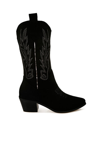 london Rag Women Embroidery Detail Cowboy Boots in black