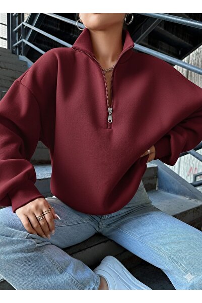 Patreon سويت شيرت نسائي ناعم من الصوف الداخلي مكون من 3 خيوط كبيرة الحجم ونصف...