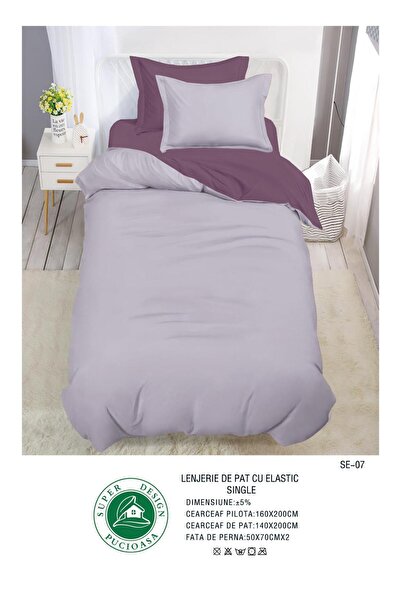 Super Design Pucioasa Bed Linen 1 Person, 4 Pieces, with Fitted Sheet, Fine Cotton + Microfiber, 140x200