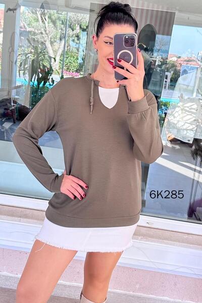 İnce Topuk Collar Detail Modal Sweatshirt 6K285