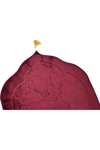 Home Dwell Premium Velvet Prayer Mat 70 x 110 cm – Anti-Slip Soft Janamaz with Tasbeeh – Red