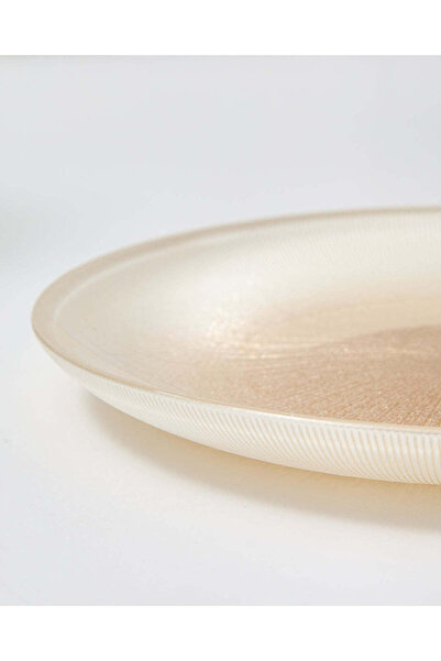 REDTAG Cream And Gold Embellished Glass Side Plate