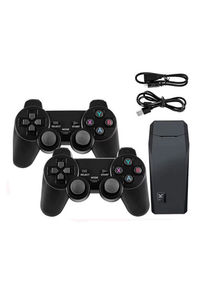 BASHAR Consolă retro tip stick, 10.000 de jocuri video instalate, 2 controlere wireless, HDMI, USB, wireless