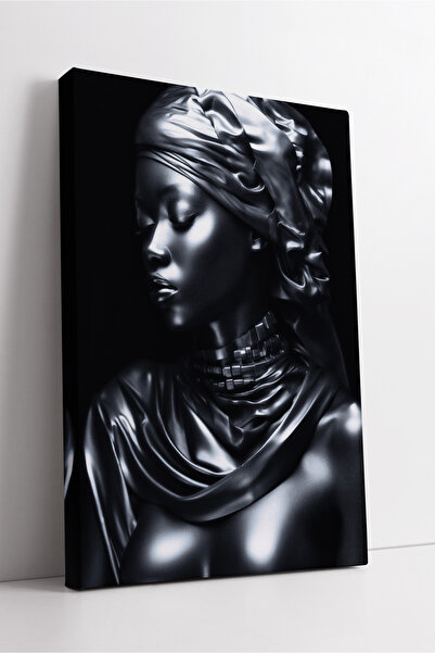 KOSS Dijital Portret elegant de femeie neagră, textură metalică, artă modernă...