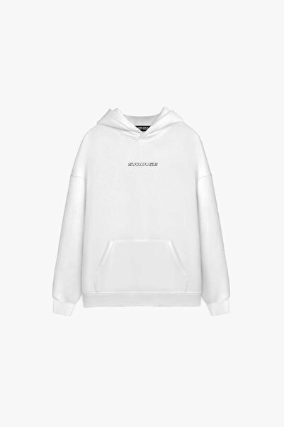 ablukaonline Ανδρικό oversized με κουκούλα Φούτερ με κουκούλα 2'Li Λευκό - Μαύρο