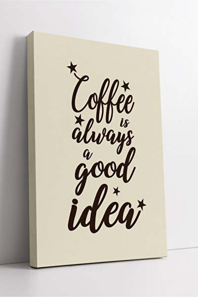 KOSS Dijital Cafea este întotdeauna o bună idee, scrisă în mod modern, decor de perete pentru bucătărie, pictură tipografică minimalistă pe pânză