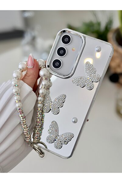 Go Aksesuar Galaxy S24 Plus Compatible Mirrored Charm Butterfly Toy Silicone Case