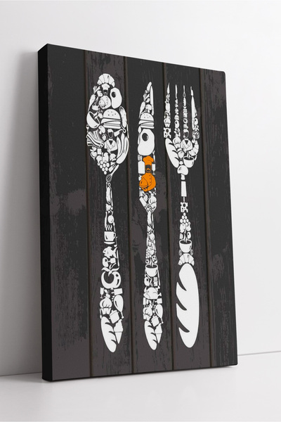 KOSS Dijital Siluetă de tacâmuri (furculiță, lingură, cuțit) decor de perete ...