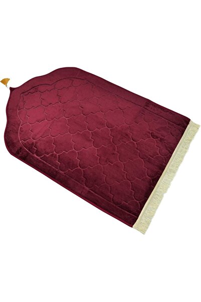Home Dwell Premium Velvet Prayer Mat 70 x 110 cm – Anti-Slip Soft Janamaz with Tasbeeh – Red