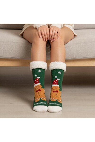 OEM 1 pair of Christmas themed fleece socks for women, non-slip, 31508-4