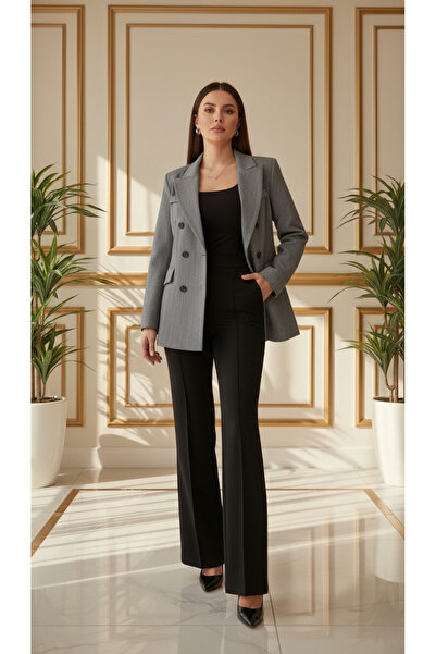 VATKA STUDİO VATKA Gri Oversize Blazer Ceket