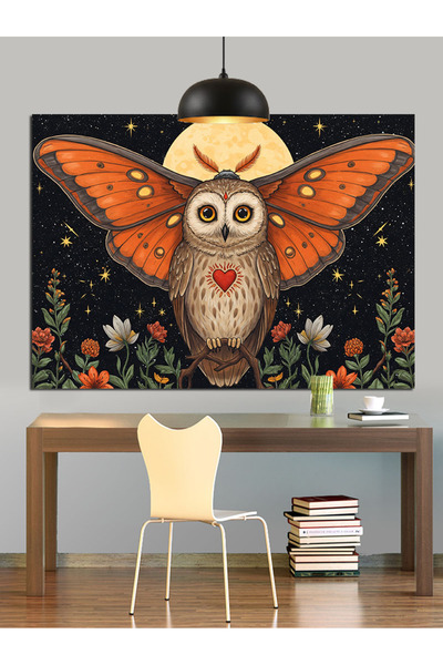 KanvasSepeti Bufnița Portocalie Pictură în ulei de înaltă calitate texturat P...