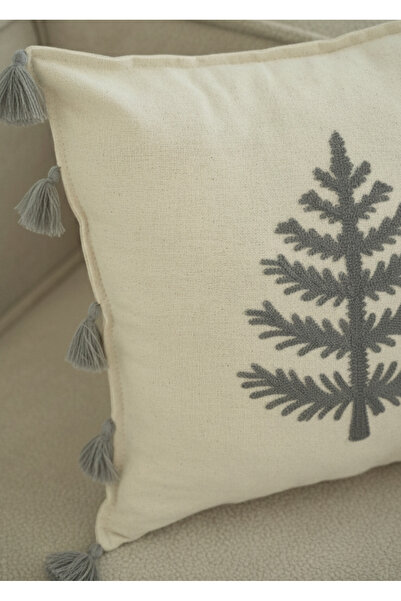 Destiva Home Buldan Handwork Tree Patterned Punch Embroidered Tufted Cotton Throw Pillow Cover-2 Pieces Throw Pillow Cover (43X43 cm)