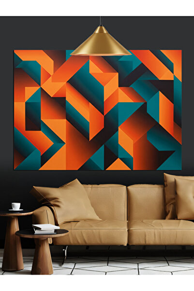 KanvasSepeti Portocaliu Albastru Vopsea în ulei de înaltă calitate texturat C...