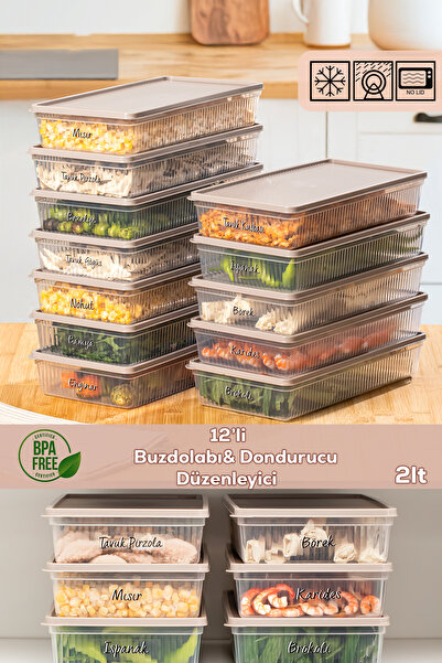 Porsima 5311 12-Piece Refrigerator and Freezer Organizer Microwave Deep Freezer Icebox Storage Container