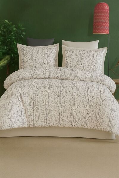 Bayev Leaf Patterned Double Duvet Cover Set