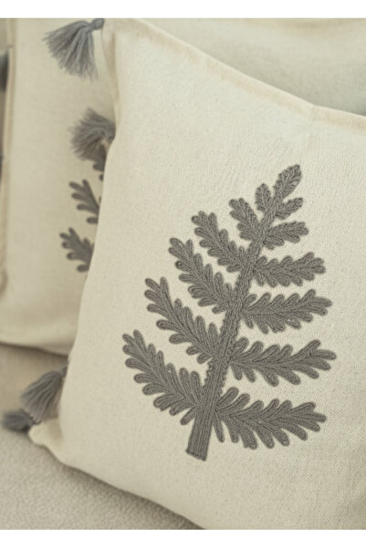 Destiva Home Buldan Handwork Tree Patterned Punch Embroidered Tufted Cotton Throw Pillow Cover-2 Pieces Throw Pillow Cover (43X43 cm)