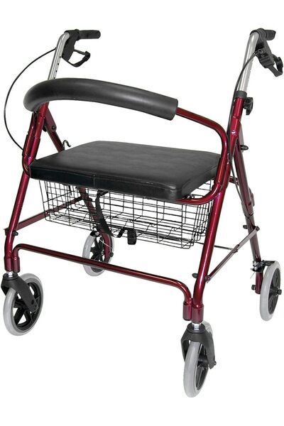 DMI مشاية رولتور بمقعد ومسند ظهر عريضين للغاية، ومقابض قابلة للتعديل، وسلة قا...