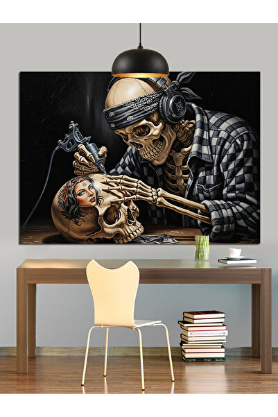 KanvasSepeti Craniu și schelet Pictură în ulei de înaltă calitate d texturat ...