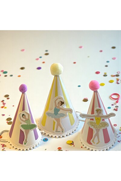 Partifabrik Рожден ден парти шапка балерина тема 3 картонени шапки