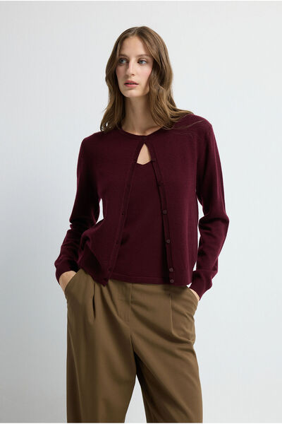 adL Düğmeli Yün Triko Hırka