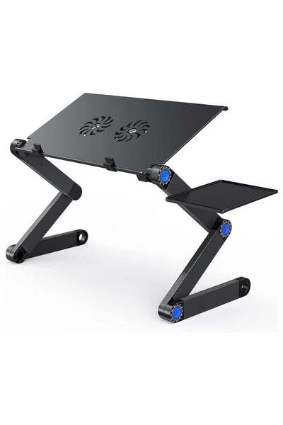 Generic Portable Adjustable Aluminum Laptop Table Folding Desk Riser with Mouse Pad and Fan