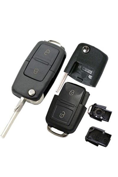 OEM Carcasă cheie rabatabilă compatibilă cu Skoda, 2 butoane, neagră