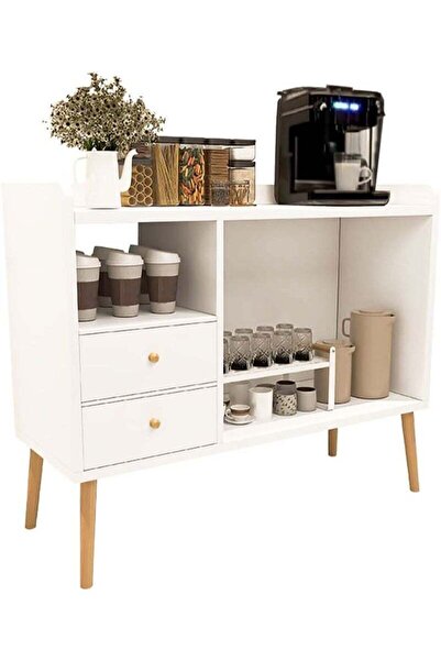 AGD Coffee Corner Cabinet, Modern Side Storage Cabinet, White