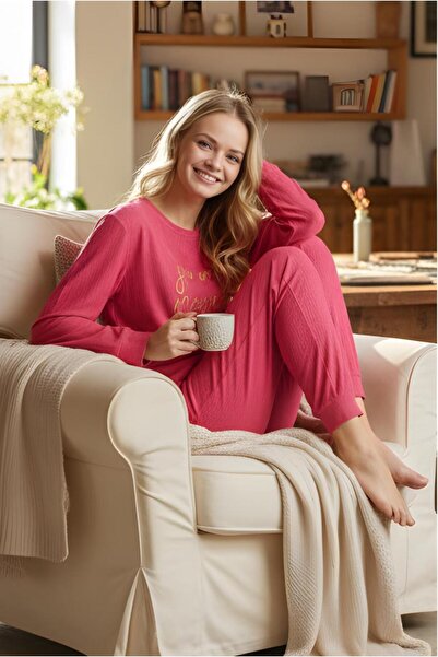 MORRO Women's Corded Fabric Towel Velour Pajama Set - Soft Textured Winter Loungewear Set