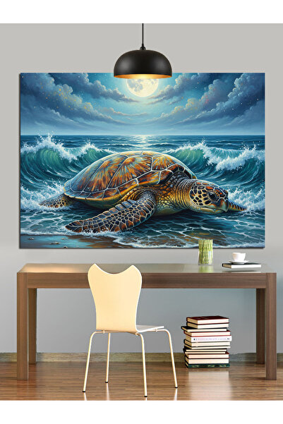 KanvasSepeti Broasca țestoasă de mare Pictură în ulei de înaltă calitate text...