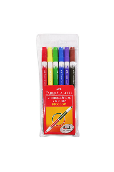 Faber Castell أقلام تلوين قابلة للغسل برأسين - مجموعة من 12 لونًا