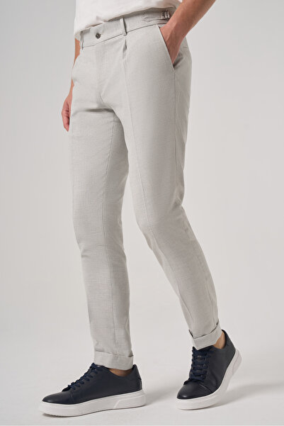 Morven Men's Gray Trend Pleated Slim Fit Trousers