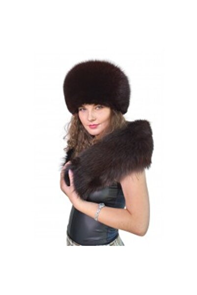 PFA CIOCARLAN ELENA Women's full polar fox fur hat, brown, CF027 59 cm